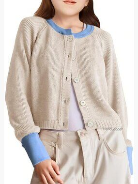 Cardigan Sweater School Uniform Button Down Long Sleeve Knit Tops Tween